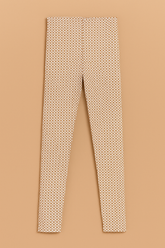 (Ages 7-9)Girl Printed Cotton Jersey Tights – Geometric Brown Pattern